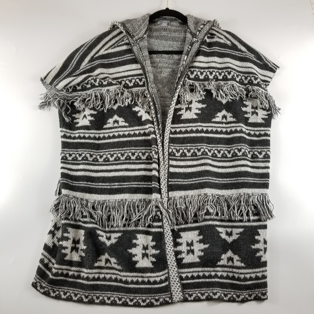 Aerie Open Sleeveless Hooded Fringe Cardigan, XS/S